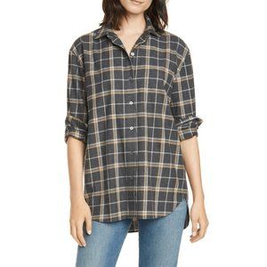 Jenni Kayne Plaid Flannel Shirt in Charcoal